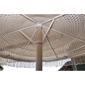 Wholesale Handmade Macrame Cotton Umbrella  Outdoor Patio Fringe Tassel Beach Umbrella With Tassels Sun Outdoor Beach Umbrella