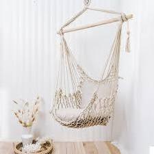 Wholesale Handmade Boho garden swing hanging rope Chair seat swinging macrame round based stand hammock chair