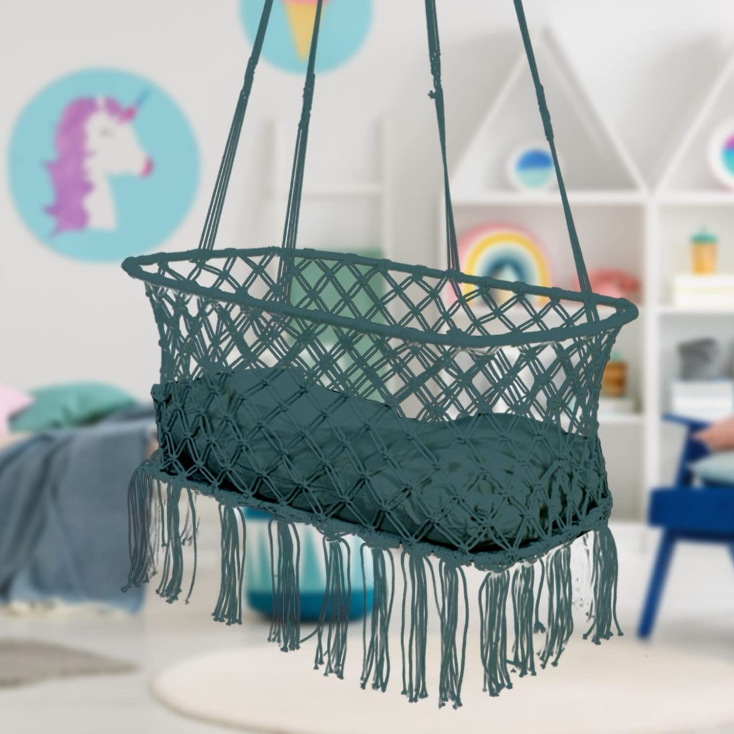 Macrame Baby Swing Chair Indoor Outdoor Kids Swinger Swing Ride Seat Baby Swing Macrame Best for Gift