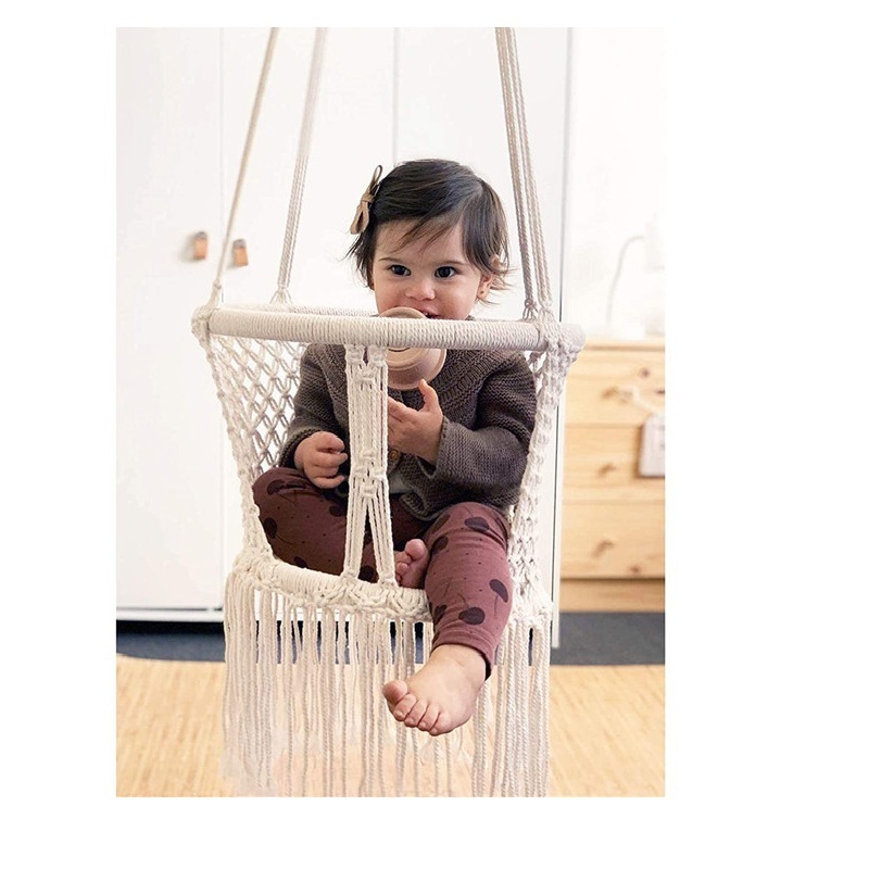 Macrame Baby Swing Chair Indoor Outdoor Kids Swinger Swing Ride Seat Baby Swing Macrame Best for Gift