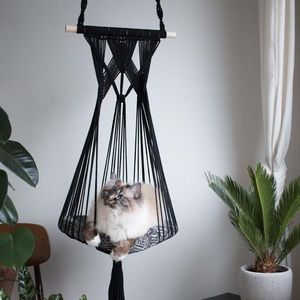 Hot Selling Wholesale Handmade Macrame Cat Hammock Swing Bed For Cat Dog Macrame Wall Hanging Pet Hammock