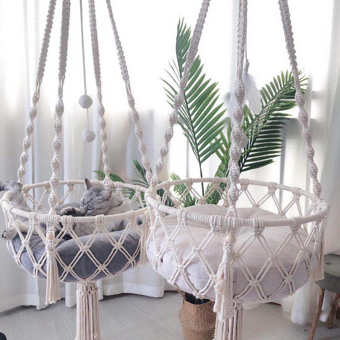 Hot Selling Wholesale Handmade Macrame Cat Hammock Swing Bed For Cat Dog Macrame Wall Hanging Pet Hammock