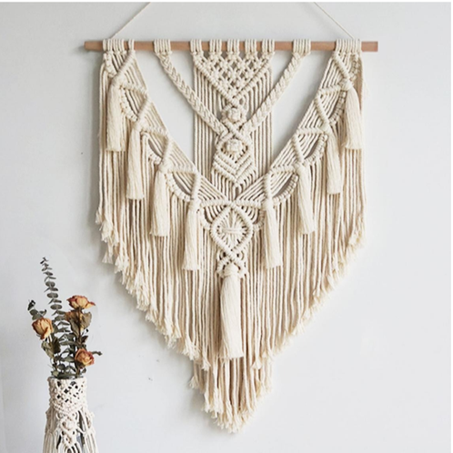 New Elegant Blue Tones Wrapped Tassel Wall Hanging Macrame Wall Hanging For Bedroom, Living Room