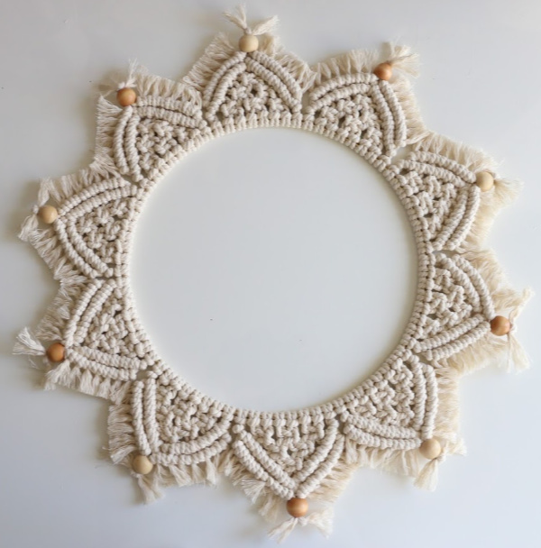 2023 Wholesale Macrame Mandala Mustard Round Macrame Nursery Macrame Wall Hanging Boho Art