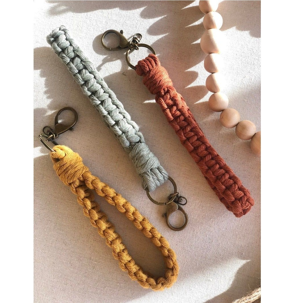 Wholesale Macrame Key Chain Hand Made Cotton Woven Boho Keychain Accessories Buy From India