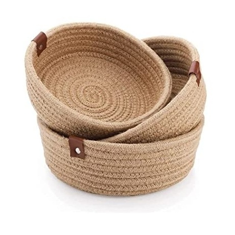 Hot Sale Jute Rope Basket in Living Room Woven Towel Basket Bedroom Storage Basket From India