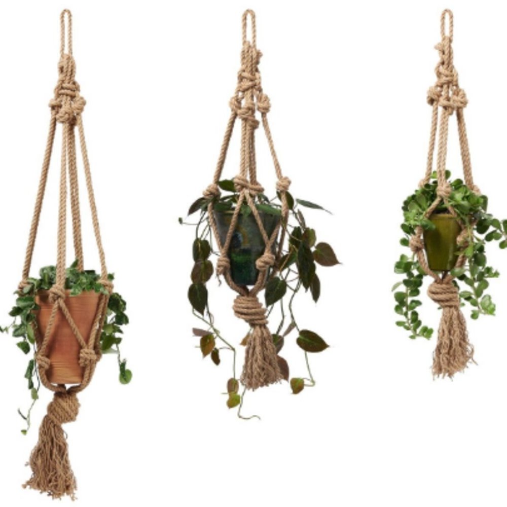 Wholesale Macrame Jute Plant Hanger With Elegant Beads For Indoor And Outdoor Plants Decorations