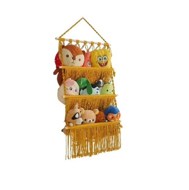 Modern Style Handmade Cotton Hammock Organizer for Playroom Art-Themed Triangle Shape Hanging Format