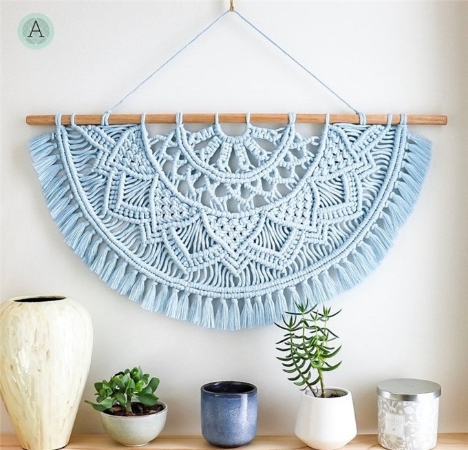 2023 Wholesale Macrame Mandala Mustard Round Macrame Nursery Macrame Wall Hanging Boho Art