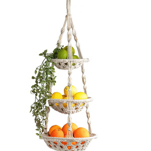 Wholesale Boho Wall Hanging Decor Fruit Storage macrame fruit hammock for Kitchen from Isar International LLP