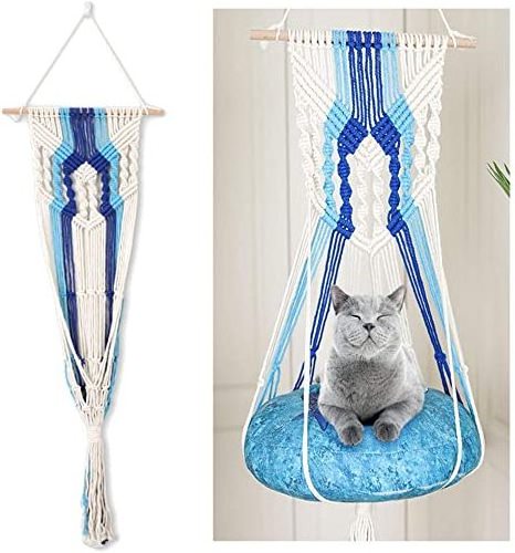 Hot Selling Wholesale Handmade Macrame Cat Hammock Swing Bed For Cat Dog Macrame Wall Hanging Pet Hammock