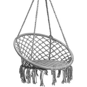 Eco Friendly Grey Color Lovely Hanging Chair Boho Cotton Rope  Hanging Seat Macrame Swing Chair With Tassel Garden Decor