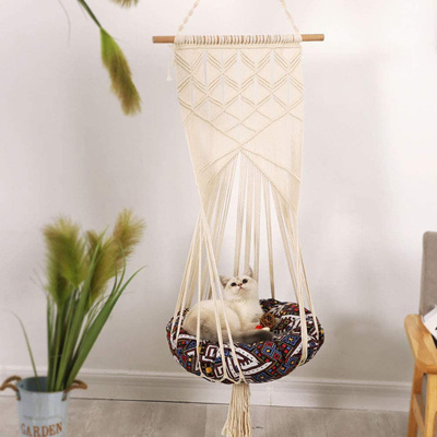 Wholesale Handwoven Cat Macrame Hanging Sleep Hammock Pet Swing Bed For Cat Large Pet Furniture Supplies