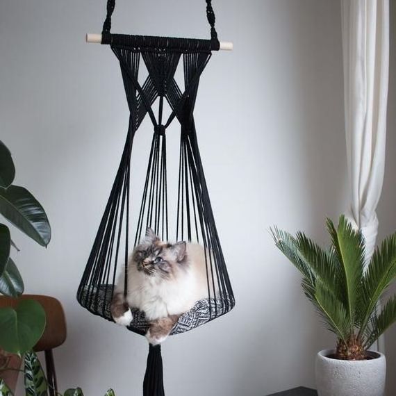 Wholesale Handwoven Cat Macrame Hanging Sleep Hammock Pet Swing Bed For Cat Large Pet Furniture Supplies