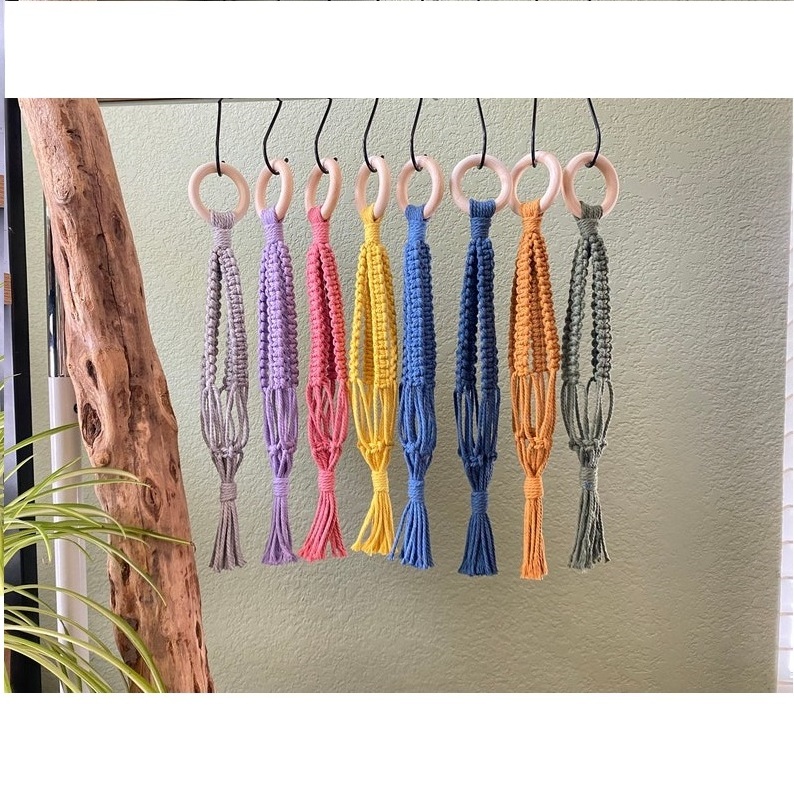 Stylish Design Handmade Hanging Car Plant Holder For Car Decoration Hanging Accessories Mini Macrame Plant Hanger