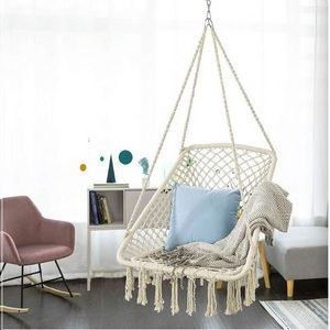 Hammock Chair Hand Woven Natural Cotton Soft Rope Boho Design Hanging Seat Macrame Hammock Swing Chair For Adults