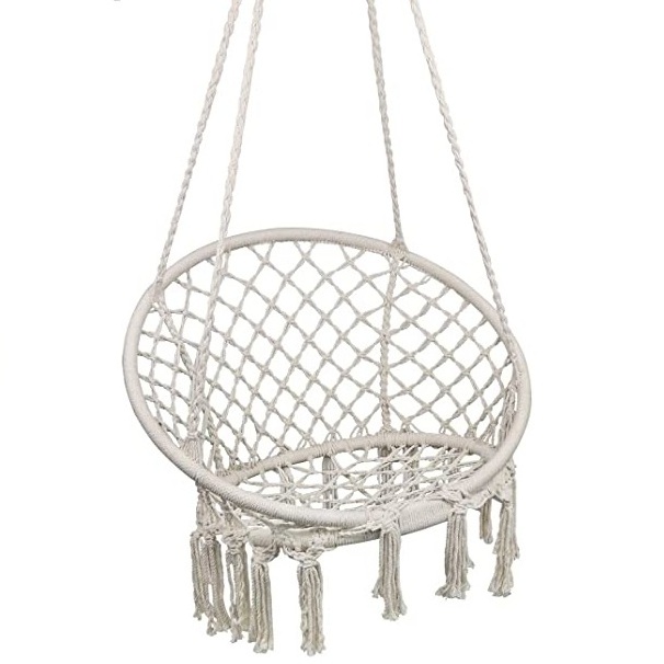 Top Quality Macrame Swing Chair With Tassel Boho Hanging hammock Chair For Adults Indoor Outdoor Home Decor Macrame Hanging Chai