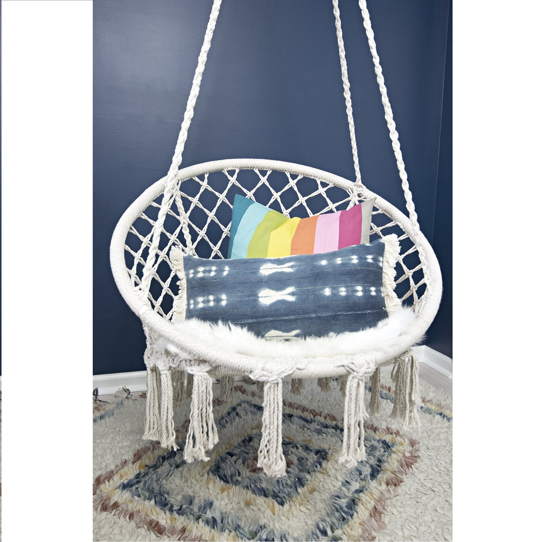 Top Quality Macrame Swing Chair With Tassel Boho Hanging hammock Chair For Adults Indoor Outdoor Home Decor Macrame Hanging Chai