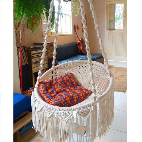 Top Quality Macrame Swing Chair With Tassel Boho Hanging hammock Chair For Adults Indoor Outdoor Home Decor Macrame Hanging Chai