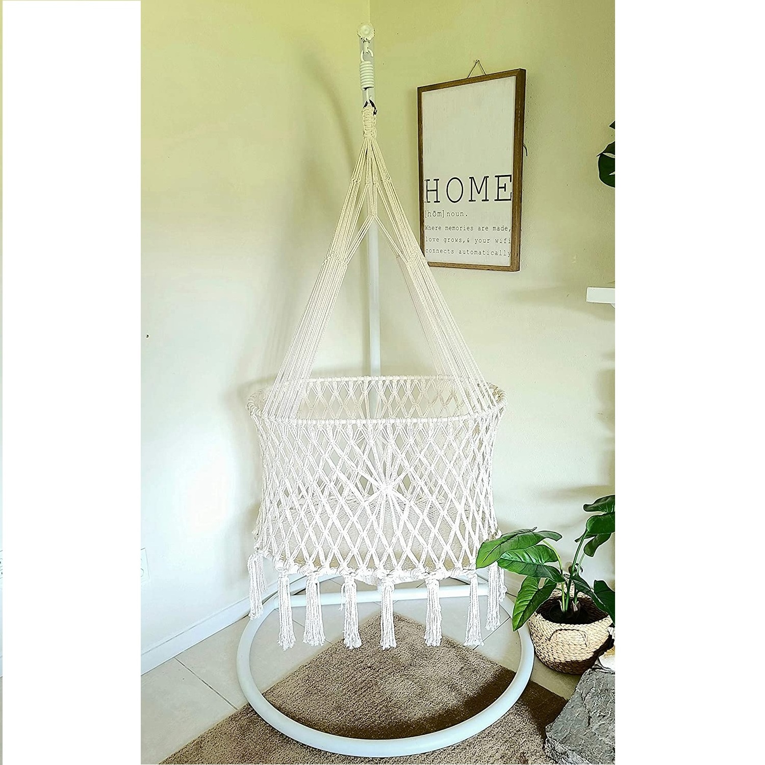 Standard Quality Round Shape Macrame Hammock Baby Cradle Macrame Baby Nursery Bassinet For Babies In Bed Room, Living Room