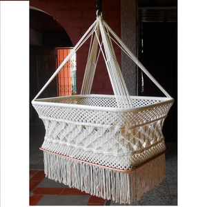 Latest Macrame Design Boho Baby Bassinet Hanging Cradle Baby Crib Hanging Bassinet And Portable Swing For Baby Nursery