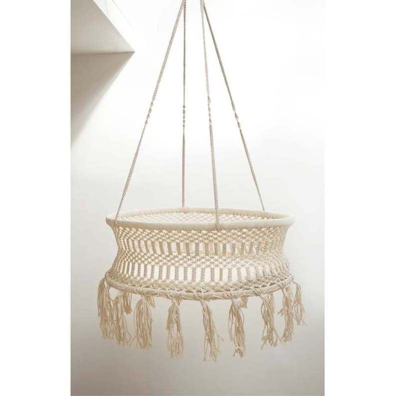 Classic Macrame Bassinet Baby Boho Hanging Cradle Pure Soft Cotton Hanging Crib For Indoor Outdoor