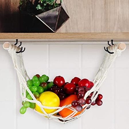 Amazon Hot Sale Hanging Fruit Hammock for Kitchen Under Cabinet Macrame Fruit Basket from Isar International LLP