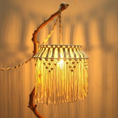 Hand Made Macrame Lamp Shade Boho Home Decorative Cotton Fringe Bedroom Ceiling Pendant Light Buy Online