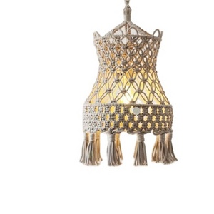 Premium Quality Hanging Light Fixture Handmade Macrame Lamp Shade Bohemian Chandelier For Living Room