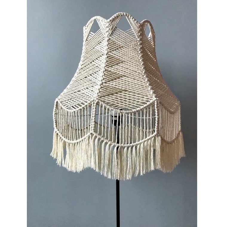 Premium Quality Hanging Light Fixture Handmade Macrame Lamp Shade Bohemian Chandelier For Living Room