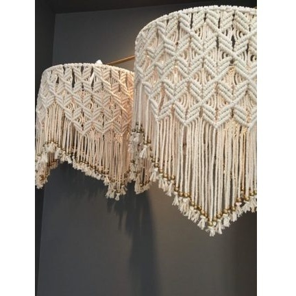 Premium Quality Hanging Light Fixture Handmade Macrame Lamp Shade Bohemian Chandelier For Living Room