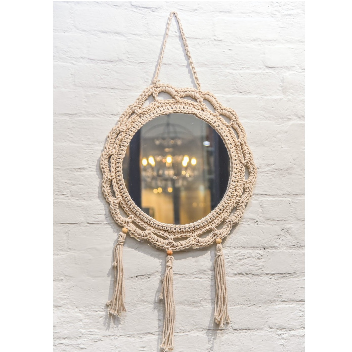 High Selling Cotton Woven Mandala Tapestry Mirror Boho Wall Hanging Mirror Boho Wall Hanging  Wall Mirrors