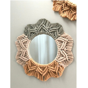 High Selling Cotton Woven Mandala Tapestry Mirror Boho Wall Hanging Mirror Boho Wall Hanging  Wall Mirrors