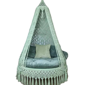 Macrame Hammock Chair  Handmade Large Macrame Hammock Swing Chair With Cushion at Wholesale from India