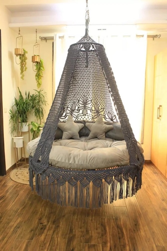 Macrame Hammock Chair Boho Hammock Chair Indoor Hammock Swing Chair  Used for Home Decor Balcony Farmhouse