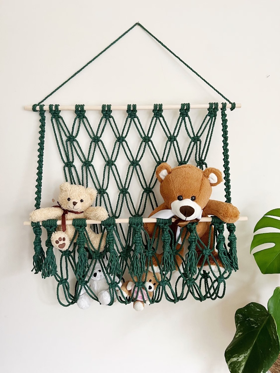 Bohemian Handmade Macrame Net Storage Hammock For Toys Hanging Toy Storage Stuffed Animal Organizer