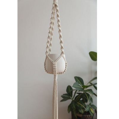 Hand Knitted Macrame Plant Hanger Indoor Outdoor Wall Hanging Planter Plant Holder For Home Decoration