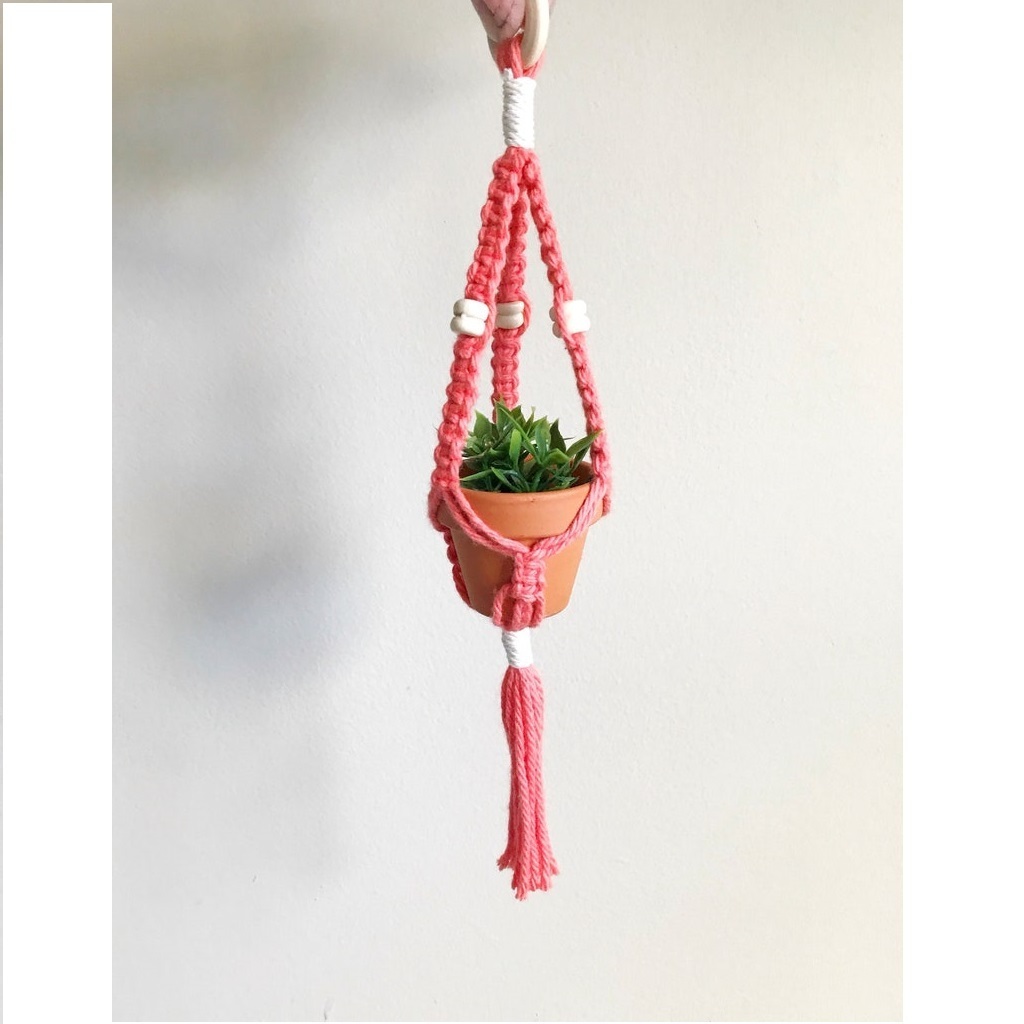 Hand Knitted Macrame Plant Hanger Indoor Outdoor Wall Hanging Planter Plant Holder For Home Decoration