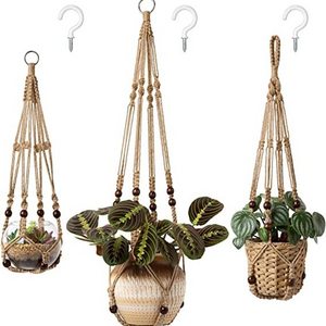 Macrame Plant Hanger Indoor Good Quality Hanging Planter Basket with Wood Beads Decorative Flower Pot Holder  or Indoor Outdoor