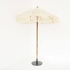 Luxury Custom Vintage Sunshade Wooden Pole Canvas Fringed Parasols Boho Macrame Garden Beach Umbrellas With Tassels