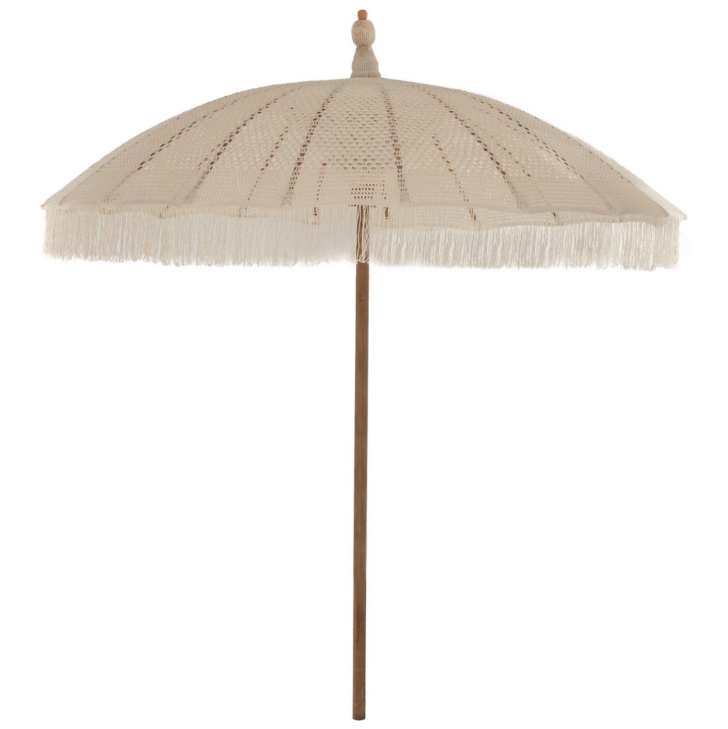 Luxury Custom Vintage Sunshade Wooden Pole Canvas Fringed Parasols Boho Macrame Garden Beach Umbrellas With Tassels