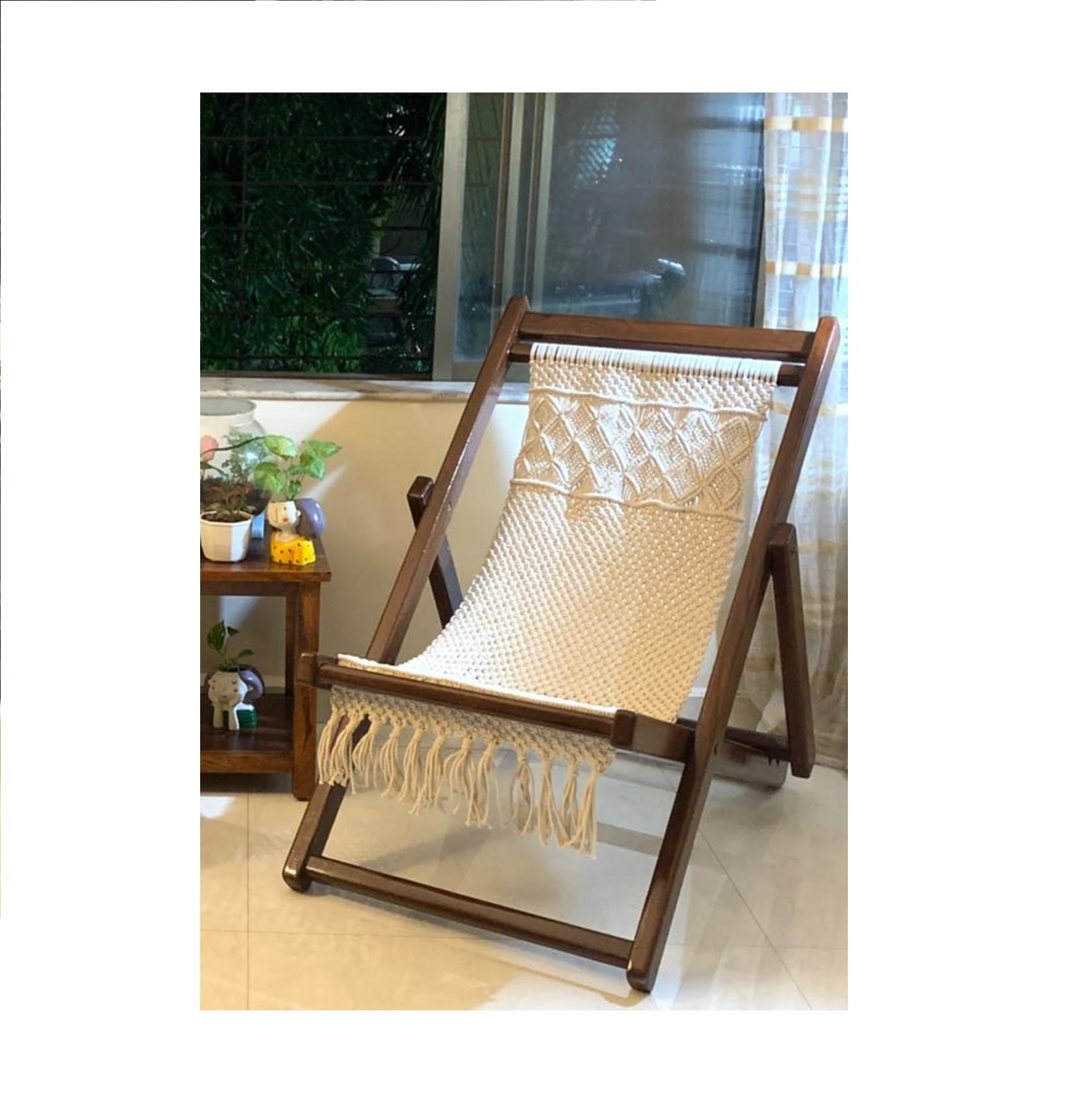 2023 Wholesale Modern Handmade Bohemian design Macrame Chair Pure Cotton Comfortable Beach Chair