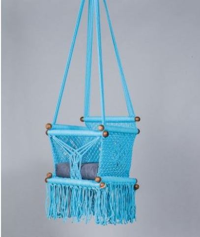 Black Color Macrame Hanging Seat Hand Woven Macrame Baby Swing Chair Indoor Outdoor Baby Hanging Swing