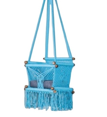 2022 New Custom Wholesale Macrame Baby Swing Chair Turquoise Color Macrame Baby Hanging Chair For Baby