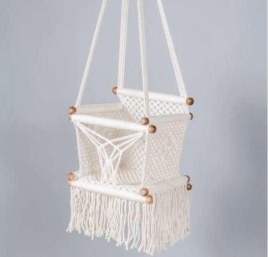 2022 New Custom Wholesale Macrame Baby Swing Chair Turquoise Color Macrame Baby Hanging Chair For Baby