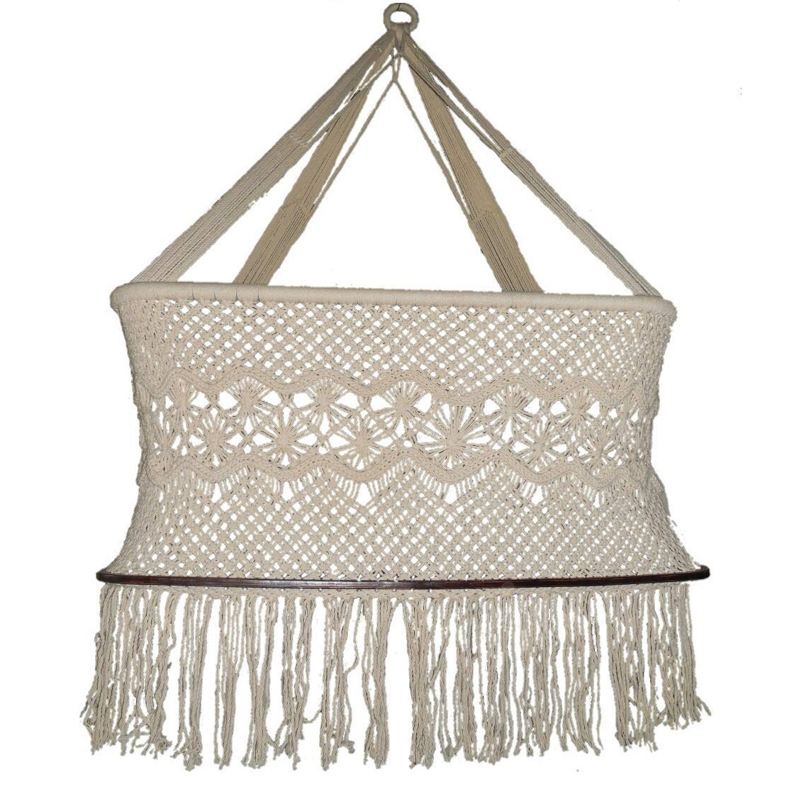 Natural Boho Bassinet With Tassel Macrame Baby Swing Bed Hand Made Hanging Baby Bassinet For New Born Baby