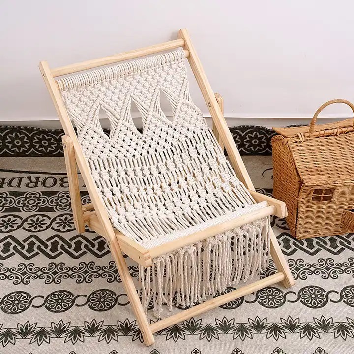 Wholesale Top Quality Hand Woven Bohemian Macrame Beach Chair for Garden at Lowest Price from India