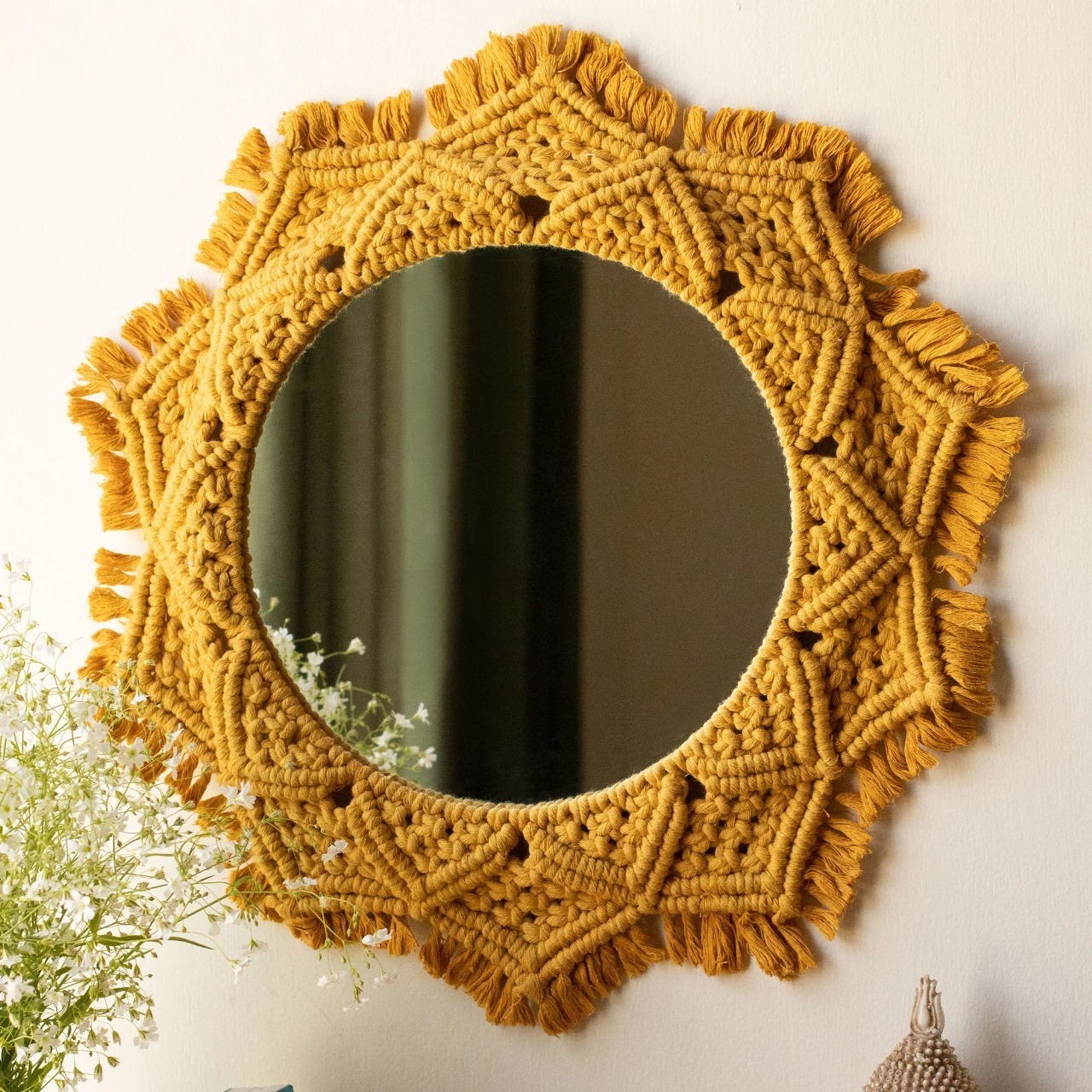 Limited Edition Macrame Wall Decorative Round Mirror Boho Wall Art For Living Room, Bedroom, Baby Room