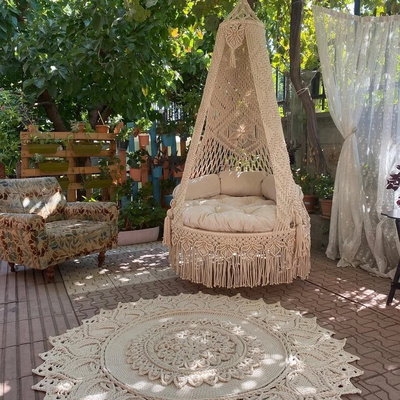 Macrame Hammock Swing Chair Garden Hammock Swing Macrame Hanging Hammock Chair Hand Woven Rope Swing Chair