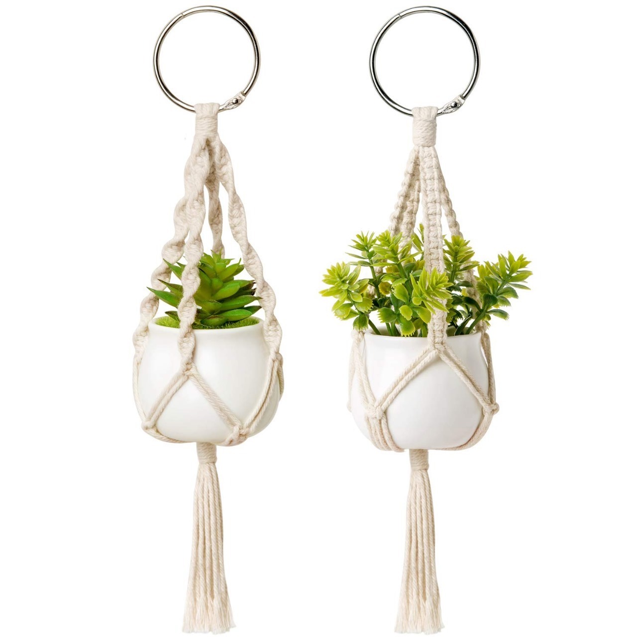 Unique Designs Handmade Cotton Rope Hanging Flower Pots Holder Stand for Indoor Outdoor at Wholesale from India